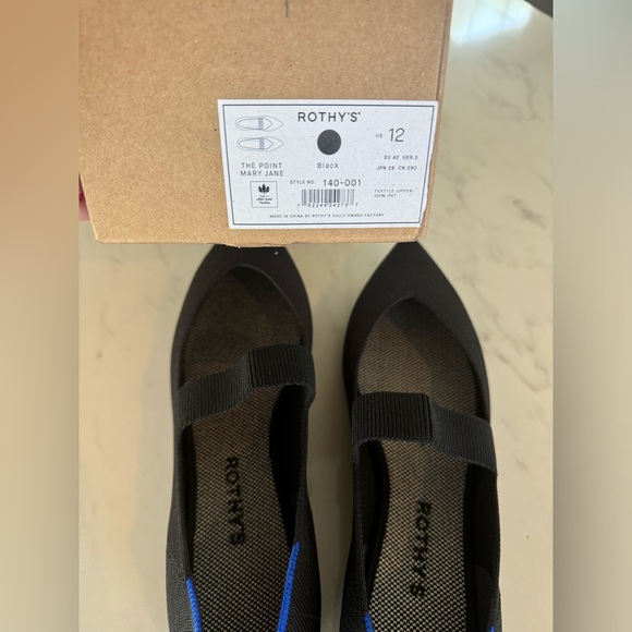 NIB Rothy’s The Point Toe Black Mary Jane - 12 - Picture 7 of 11